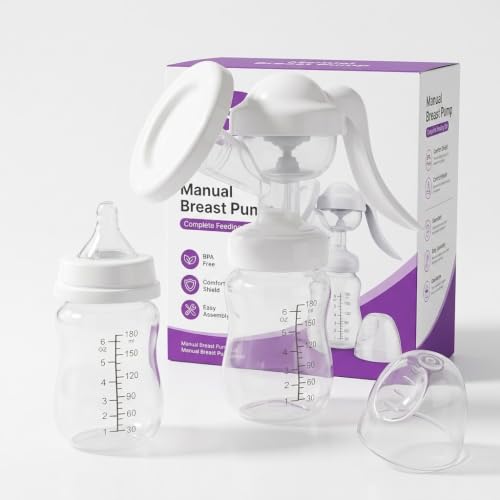 Manual Breast Pump with Breast Milk Storage Bottle and Adjustable Suction