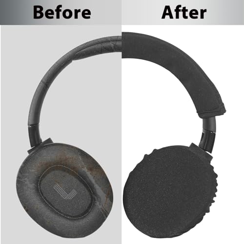 Adhiper 2 pares de fundas para almohadillas de auriculares + 2 fundas para diadema, fundas elásticas, lavables y protectoras para auriculares de gimnasio, gaming, para almohadillas de 3.5" - 4.3" miniatura 4