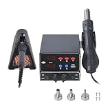 Stazione Di Saldatura 800W 2 In 1 Con Display Digitale, Pistola Ad Aria Calda For Rilavorazione SMD, Saldatore, Dissaldatore, Strumenti Riparazione Riscaldamento rapido(KIT1)