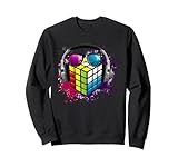 8.5 oz, Klassisch geschnitten Bunte Musikwürfel, Graffiti-Kunst Sweatshirt