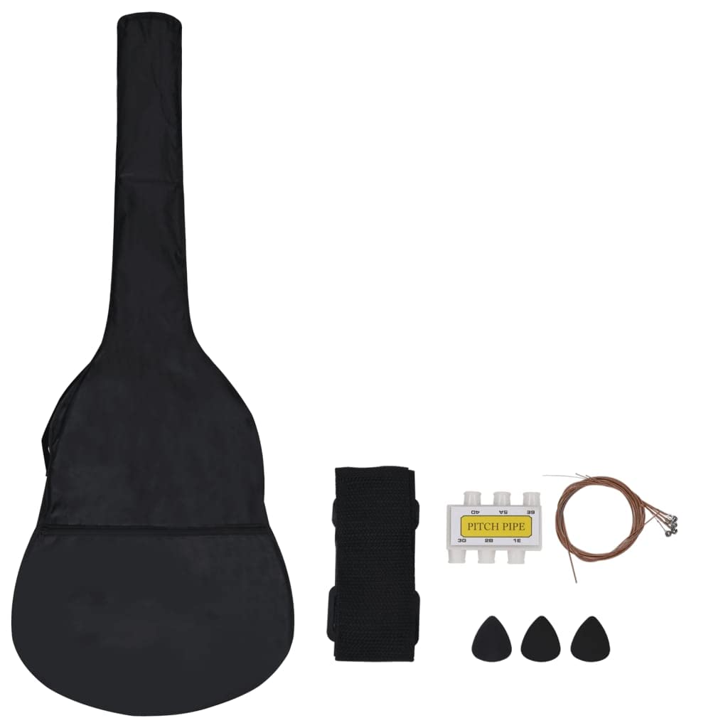Klassische Gitarre 8-teiliges Set für Anfänger Schwarz 3/4 36" Gitarre Anfänger Gitarre für Kinder Gitarre Mittelschule Tragbare Gitarre 35x8x91,5 cm