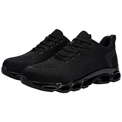 Foto von DYKHMILY Arbeitsschuhe Herren Sicherheitsschuhe Stahlkappe Dämpfung Arbeitsturnschuhe Komfort Mode Leicht Atmungsaktiv Anti-Smashing Schutzschuhe(Schwarz,43EU)