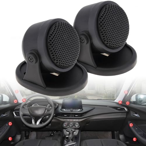 Lawnoval 2 altavoces de agudos de cúpula de coche 4Ω de alta frecuencia 5KHz-20KHz ABS Audio Mini altavoces 12V 91dB Sensibilidad para sistema de sonido del vehículo, color negro