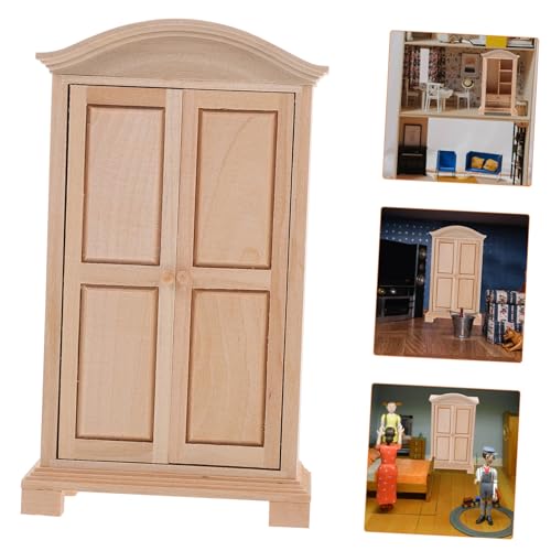 GARVALON Mini Guarda-Roupa Guarda-Roupa Em Miniatura Armário De Madeira Em Miniatura Móveis De Armaz