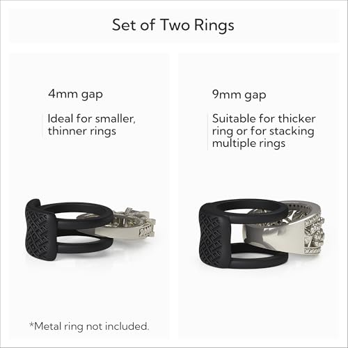 Rinfit 2PCS Ring Protectors for Working Out - Wedding Band Ring Cover - Silicone Ring Guard - Rubber Ring Protector Set of two: 4mm & 9mm - Patented Design - Black - Size 6 - Thumbnail 2
