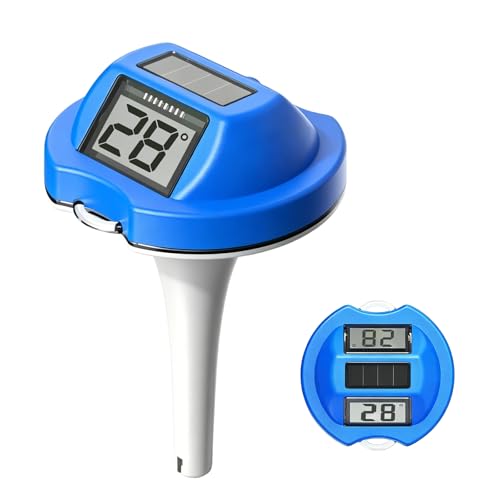 Thermomètre de Piscine Numérique à énergie Solaire, Thermomètre de Piscine Solaire avec Écran d'Affichage Double Face, Thermomètre Piscine Flottant pour Spas, Bains Froids et Piscines