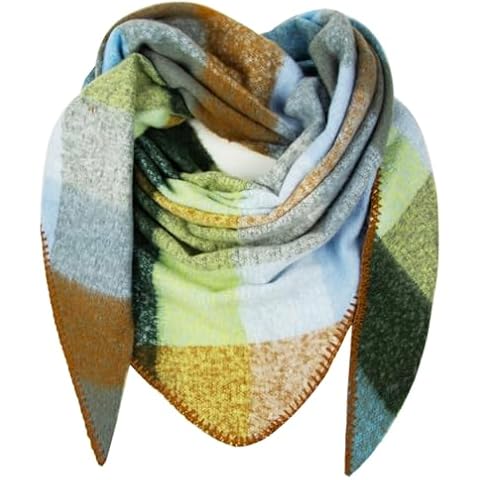 Glamexx24 XXL Scarf Women's Scarf Neckerchief Unisex Scarf Poncho Triangular Shape Trendy Colours Winter Scarf Checked Scarf Many Variations Cover