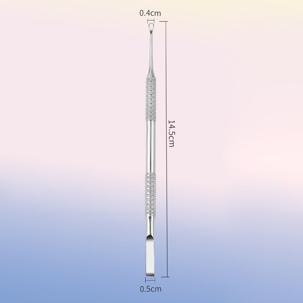 GSHLLO 2 Pcs Stainless Steel Nail Cleaner Pusher Double Ended Cuticle Pusher Metal Cuticle Remover Sticks Gel Nail Polish Remover Tool for Manicure Pedicure