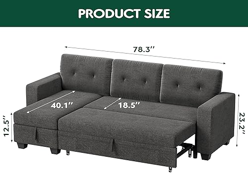 image for YESHOMY Sofa Bed Reversible Convertible Sleeper Pull Out Couches with 