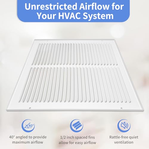 Howeall 16"W x 10"H [Duct Opening Size] Steel Return Air Grille, Air Return Vent Cover for Ceiling and Sidewall - HVAC Air Vent Covers - [Outer Dimensions: 17.75"W x 11.75"H] by Howeall - Image 4
