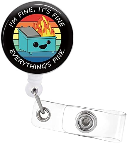 Badge Reels Retractable Fire Dumpster Black Stipes Badge Holder with Swivel Alligator Clip Funny ID Decoration Nurse Name Decor