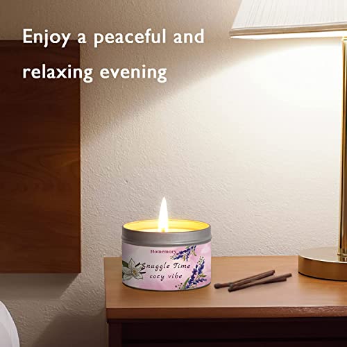 Scented Candles For Women, Vanilla & Lavender Aromatherapy Candles For Relaxation, The Candle Is Called Snuggle Time, All Natural Soy Candles With Lavender Essential Oils, Tin Candle 6Oz #TOP6