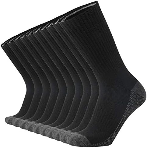 ONKE Cotton Cushion Crew Socks for Men Athletic All Seasons Warm Heavy Duty Work Boot Thick Moisture Control Sweat Wicking(Black L)