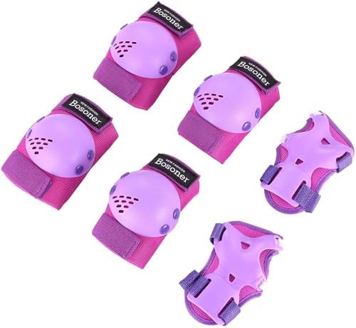 BOSONER Knieschoner Kinder 6er Set, Inliner Schoner und Protektoren Kinder | Schützer Inliner Kinder mit Knie-, Ellenbogen- und Handschutz für Inline Skates, Skateboard, Roller und