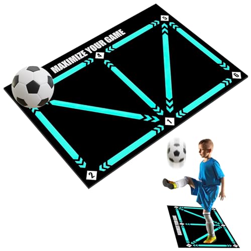 Tapis d'Entraînement de Football 60x90 cm, Antidérapant avec Pas de Football, Tapis de Dribble pour Amateurs et Enfants