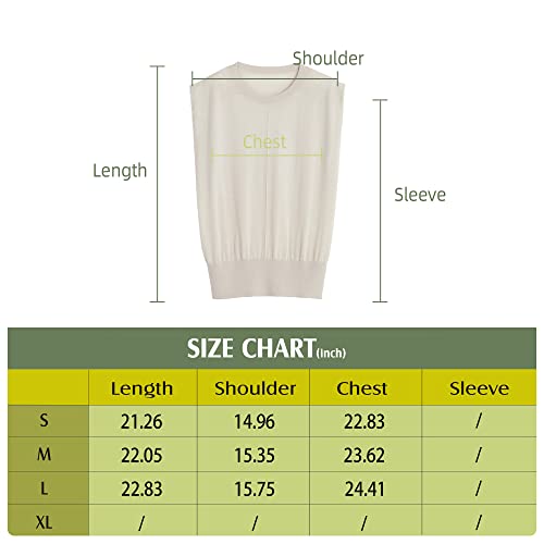 Greenmount Women Cashmere Merino Wool Loose Tank Tops Crew Neck Sleeveless High-End Tank For Summer Beige #TOP5
