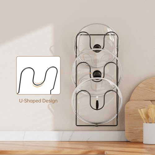 ORDORA Pot Lid Organizer Rack for Cabinet Door, 2 Pack Pot Lid Holder Black by ORDORA - Used condition - Image 8
