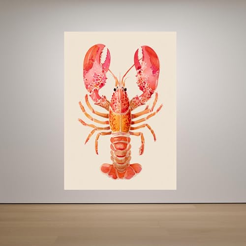 Affiche homard rouge pour raviver un mur blanc, toile déco marine 30x40cm sans cadre