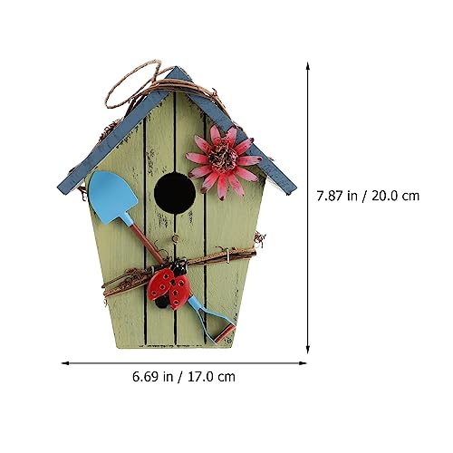 Wooden Bird Houses For Outside Hanging:garden Patio Decorative Bird Houses Outdoor Hand Painted Birdhouse For Small Bird Finch Cardinal Hummingbird House Nature Lover Bluebird House #TOP1