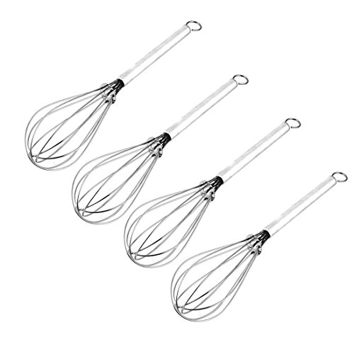 Generic Stainless Steel Household Kitchenware Rotary Handheld Egg Milk Whisk Mixer 4 Pcs