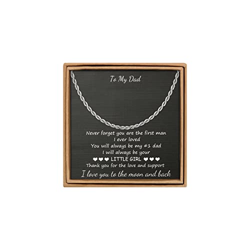 Image of JoycuFF Gifts for Dad Necklace Father's Day Birthday Rope Chain Anniversary Stainless Steel Unique 3MM 18 Inches Chain