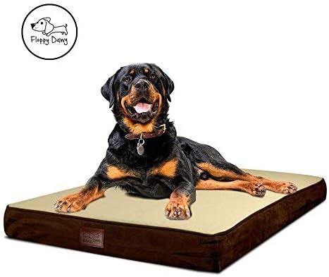 Floppy Dawg Large Orthopedic Memory Foam Dog Bed with Removable Cover and Waterproof Liner | 0.5 Inch Gel Memory Foam Top Layer to Wick…