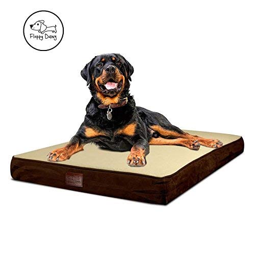 Floppy Dawg Large Orthopedic Memory Foam Dog Bed with Removable Cover and Waterproof Liner | 0.5 Inch Gel Memory Foam Top Layer to Wick Away Heat and 3.5 Inch Memory Foam Base Support for Aging Dogs