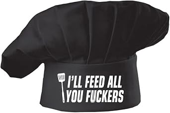 Hyzrz Funny Chef Hat - I Will Feed All - Adjustable Kitchen Cooking Hat for Men and Women