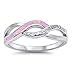 Lab Created Pink Opal & Cz Infinity Style .925 Sterling Silver Ring Sizes 4-11