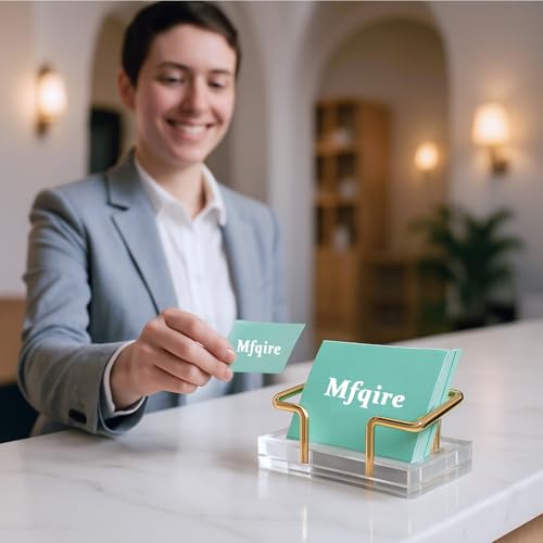 2 Stück Visitenkartenhalter Acryl Visitenkartenständer Visitenkarten Aufbewahrung Visitenkartenbox Premium Business mit Golden Card Holder für Büro, Empfangstheke Messestand (2 Stück Acryl mit Golden)