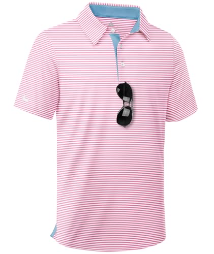 ZITY Boys Golf Polo Shirts Short Sleeve UPF 50+ Striped Shirts for Youth Kids School Uniform Collared T-Shirt