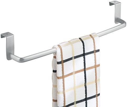 iDesign Over Door Towel Rail, Large Towel Rack Holder for Kitchen, made of Alloy Steel, Silver