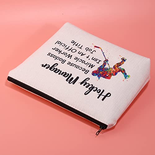 Jxgzso Hockey Makeup Bag Gift For Hockey Player Manager Because Badass Miracle Worker Isn't An Official Job Title Hockey Lover Gift #TOP4