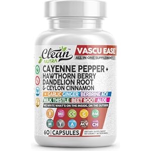 Clean Nutra Cayenne Pepper Capsules Supplement with Hawthorn Berry, Dandelion Root, Ceylon Cinnamon, Garlic, Ginger, Berberine, Apple Cider Vinegar, Milk Thistle, Beet Root, Aloe Vera Pills & More