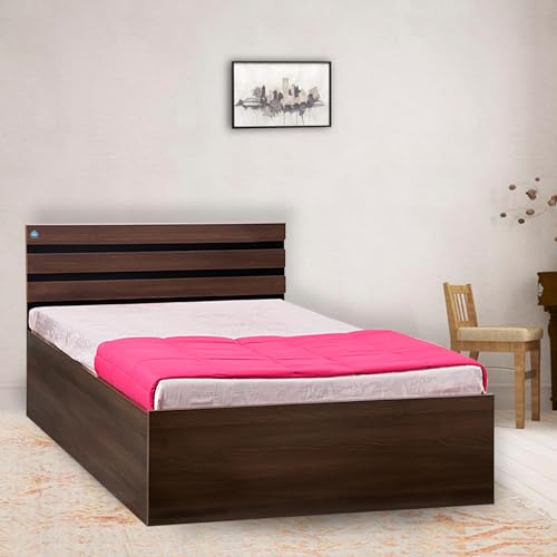 Image of DELITE KOM | 1 Year Warranty | Single Bed, Cocoa Engineered Wood Bed with Box Storage, Wooden Bed (77x37 Inches) | Installation Included | Dual Tone Color - Acacia Dark & Flowery Wenge
