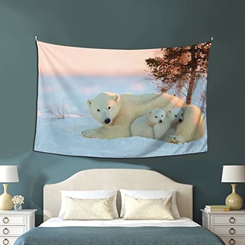 Debou Cute Polar Bears Printed Wall Decoration Tapestry, Used For Aesthetic Wall Hanging In Living Rooms, Bedrooms, And Home Decoration #TOP3