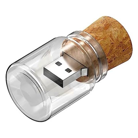 32GB Thumb Drive Cute Bottle USB Flash Drive, Drift Jar USB 2.0 Stick Transparent Glass Memory Sticks 32 GB, Cool Cork Jump Drive Kepmem Adorable Pendrive Data Storage Zip Drive Gift for Birthday,Mp3 Cover