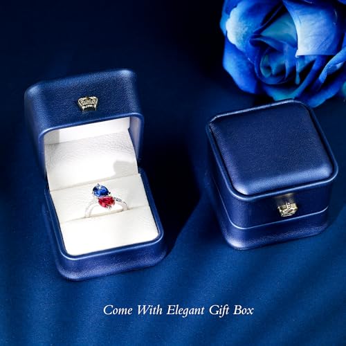 LEXLUNE Toi et Moi Rings For Women, Sterling S925 Silver 2 Two Double Birthstone April May Cubic Zirconia Emerald Rings For Wife, Mother Daughter Ring Sisters Ring Couple Ring Engagement Ring by LEXLUNE - Used condition - Image 7