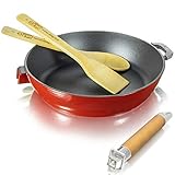 ACHTUNG! Die Pfanne ist emailliert und muss daher nicht eingebrannt werden. Nicht spülmaschinenfest!