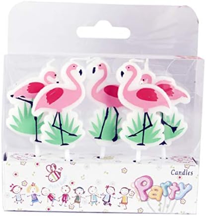T-shin Cute Flamingo Cartoon Cake Toppers, Creative Candles, Short Thin Wedding Birthday Candles Set, Party Supplies, Cake Decoration, 5 Pack Candles (Multi-Flamingo) image 4
