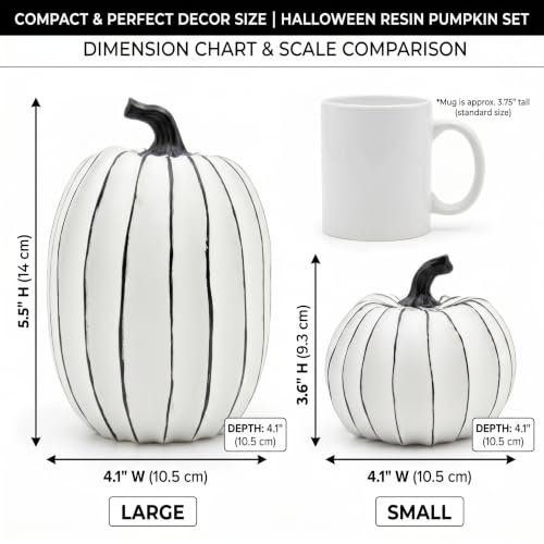 FESTGLOX White and Black Halloween Pumpkin Decor, Small Resin Pumpkin Set by FESTGLOX - Image 6