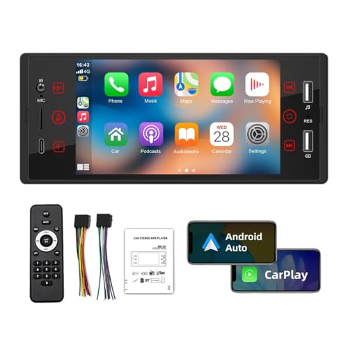 Boomboost 1 DIN Car Radio Auto Audio Estéreo Autoradio Bluetooth USB AUX FM Radio Soporte Cámara De Visión Trasera Y Volante Control Remoto