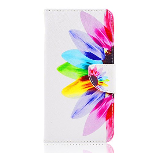 iPhone 6S Plus Case,JanCalm [Kickstand] Pattern Premium PU Leather Wallet [Card Slots Cash Compartment] Flip Cover for  iPhone 6/6S Plus 5.5 inchIncluding - ONE Crystal Pen (Rainbow Flower)