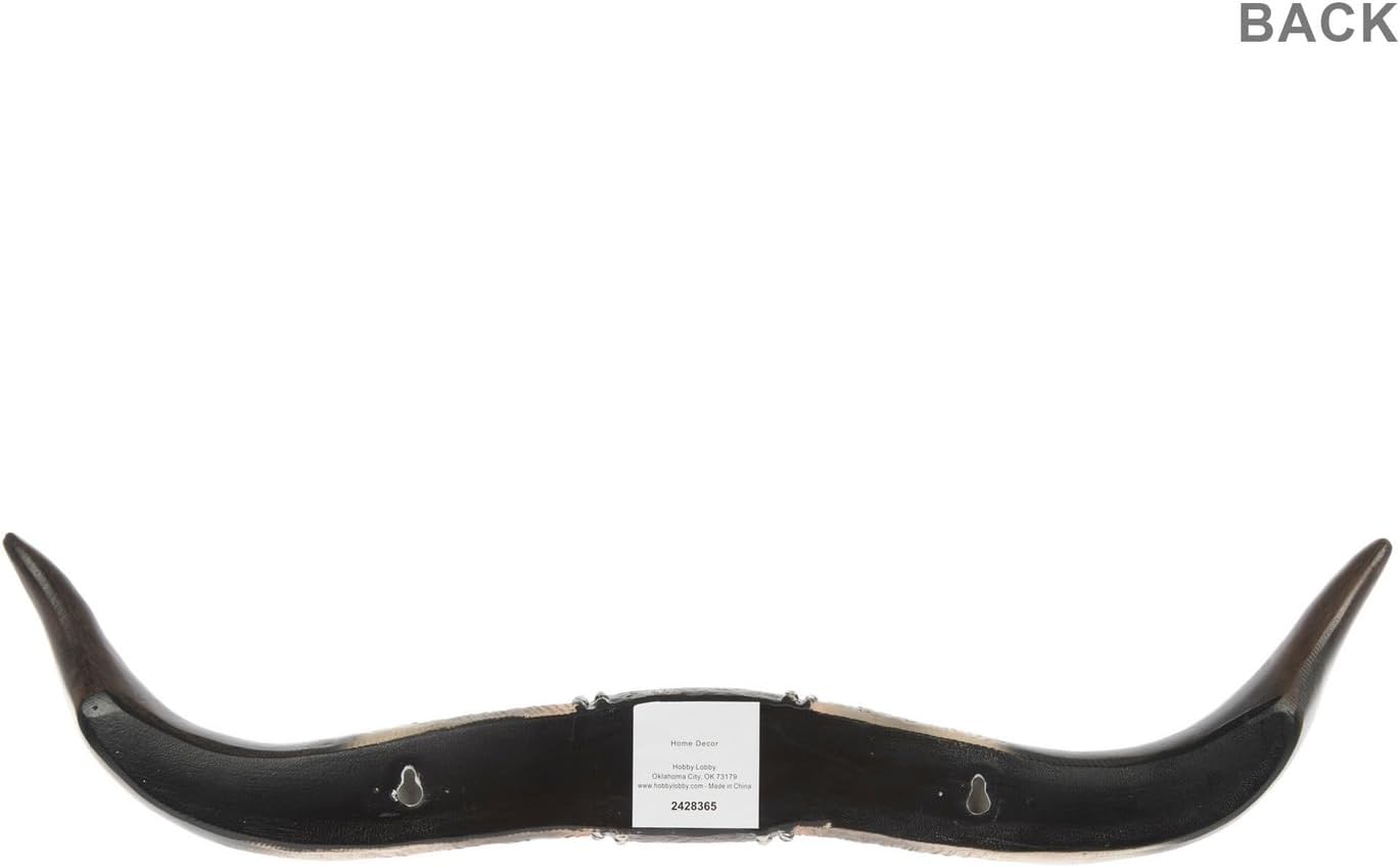 Hobby Lobby Longhorn Western Wall Decor, Resin, 22.25W x 5.5H x 2D inches, Ornate Leather Strap Style