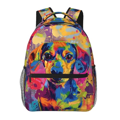 Turamurra Dachshund Backpack, Travel Backpacks Laptop Rucksack for Women, School Bookbag for Kids Girls Boys Teens, Colorful Dog Back Pack Accessories Bag for Work, Ideal Gifts for Dog Lovers