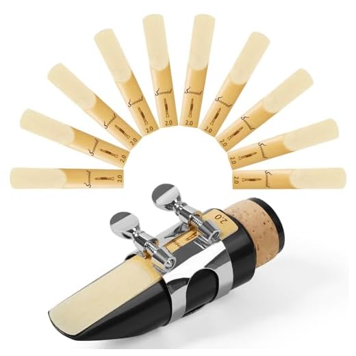 Sovvid 10 Pack Bb Clarinet Reeds, Natural Cane Reeds with Storage Case, Thin Tip Unfiled Cut Design, Easy Play Traditional Reeds for Beginners & Professional Musicians, Strength 2.0