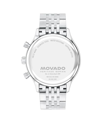 Image of Movado Heritage Series Calendoplan Men's Watch - Swiss Quartz Chronograph, Stainless Steel Bracelet - Classic, Modern Luxury Fashion Timepiece for Him - 43mm
