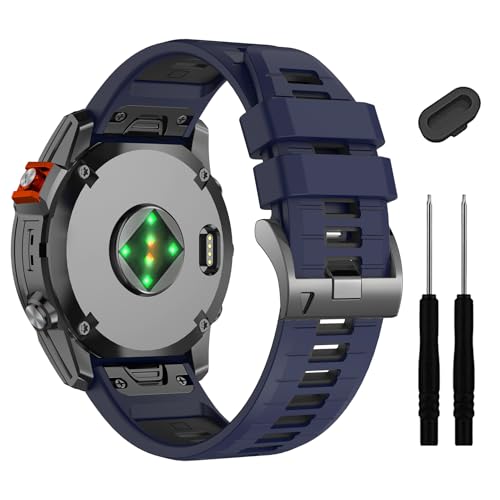 Image of 22mm Compatible with Garmin Fenix E /8 /8pro AMOLED 47mm /Fenix 7 /7 Pro /6 /6 Pro /5 /5 Plus Watch Band,Soft Quickfit Silicone Straps for Forerunner 970 965 955 /Approach S70 47mm /tactix 8 /quatix 7 8 47mm