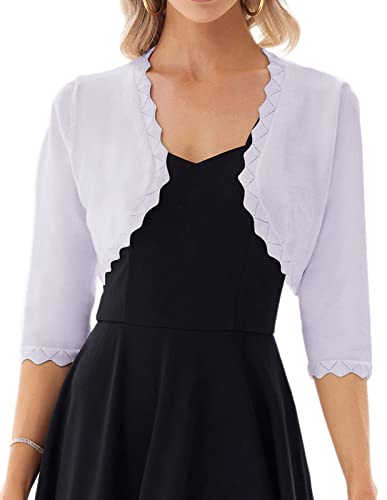 Veste Ouvert Manches 3/4 Long Boléro Court Gilet Costume Femme Soirée Eté Violet Clair XL