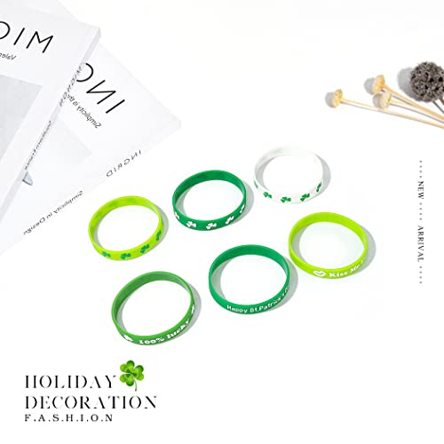 Acedre St.patrick’s Day Bracelets Rubber Wristbands Shamrock Silicone Bracelet Irish Party Favors Decoration For Women And Men (B-Green 6Pcs) #TOP2